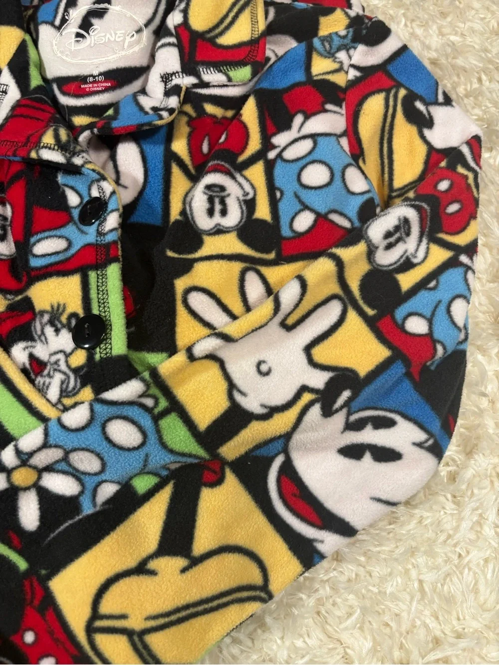 Disney Multicolor Mickey Mouse Fleece PJ Set-sz 8-10